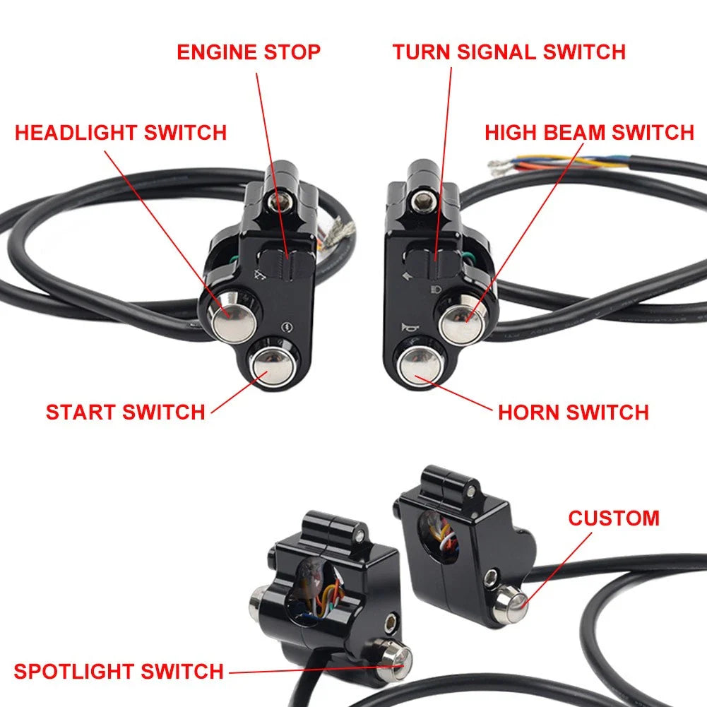 1" CNC Handlebar Switch Controls Housing for Harley Universal Motor Chrome
