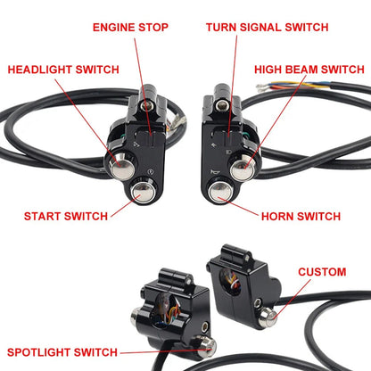 1" CNC Handlebar Switch Controls Housing for Harley Universal Motor Chrome