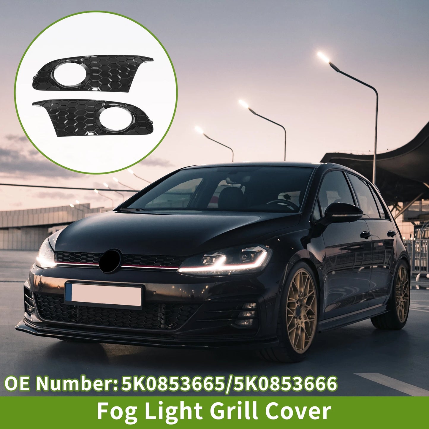 1 Pair Fog Light Grill for VW Golf 6 (2009–2013) No. 5K0853665