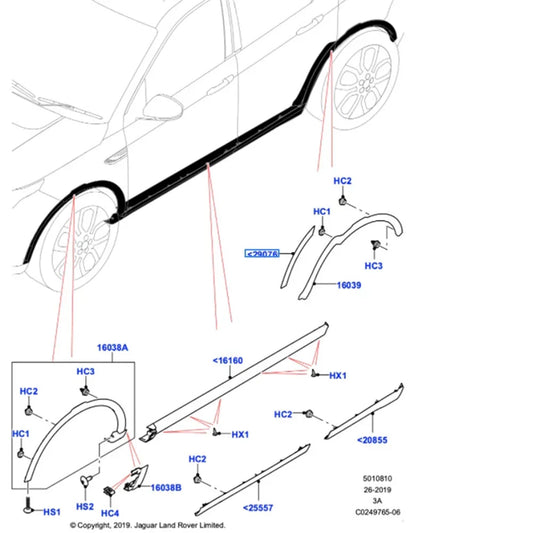 Rear Right Wheel Arch Molding for Land Rover Discovery Sport (2015-2022)