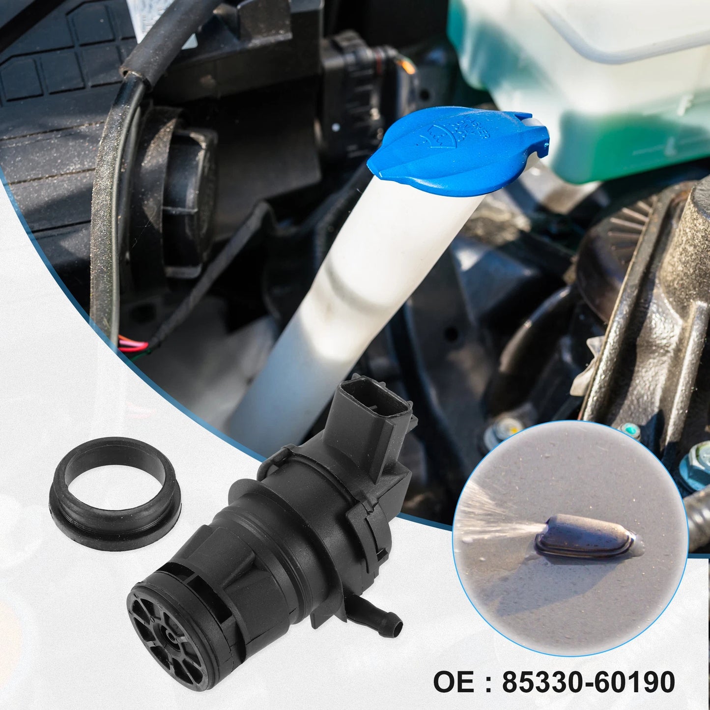 Windshield Washer Motor Pump with Grommet for Toyota 4Runner (2003–2022)