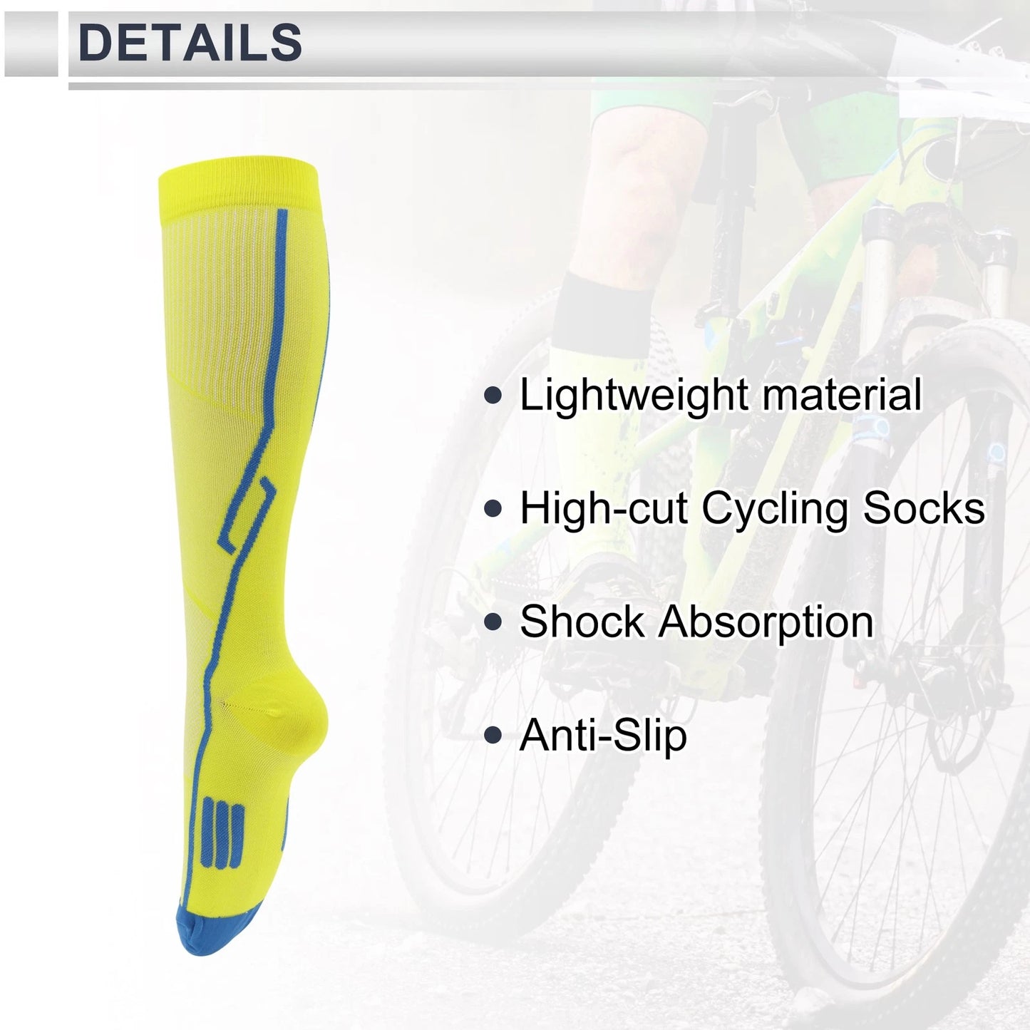 Cycling Socks Shock Absorption Size L High-cut Yellow Blue