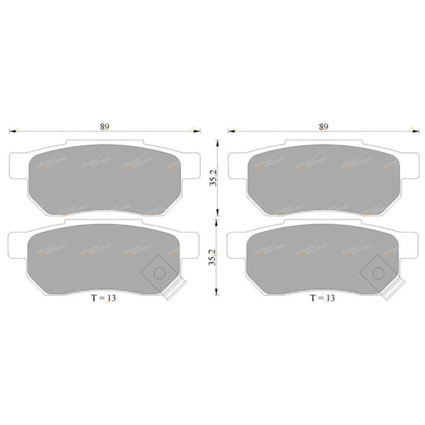 Rear Disc Brake Pads Set for Honda Integra/Jazz/Prelude (1988–2014)