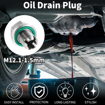 Set of 1 M12.1-1.5mm Copper Oil Drain Plug with 4 Gaskets for Car