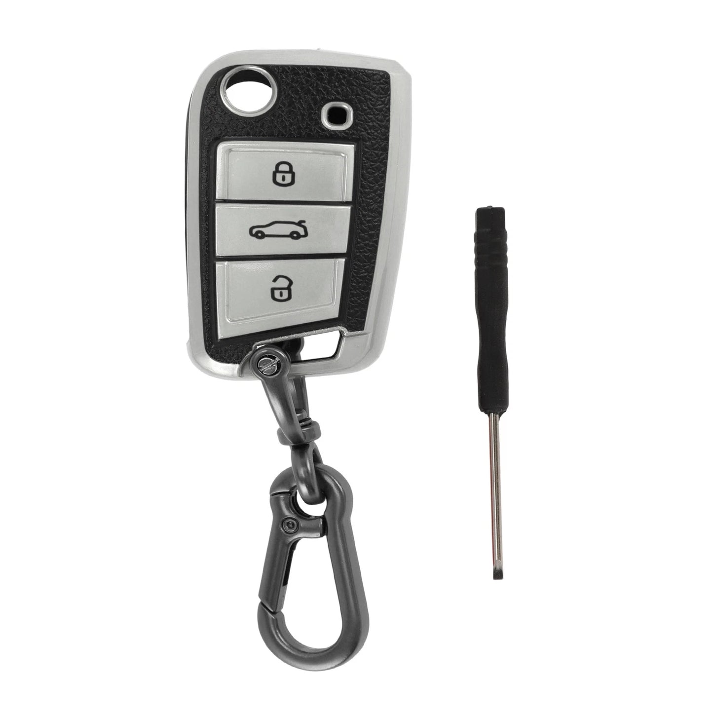 Black TPU Car Key Case for VW Golf (2010–2023) - 3 Buttons Remote Fob