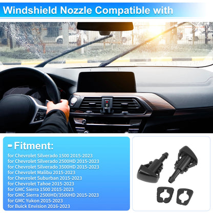 2X Windshield Washer Nozzle for Chevrolet Silverado 1500 (Replace No. 23181646)