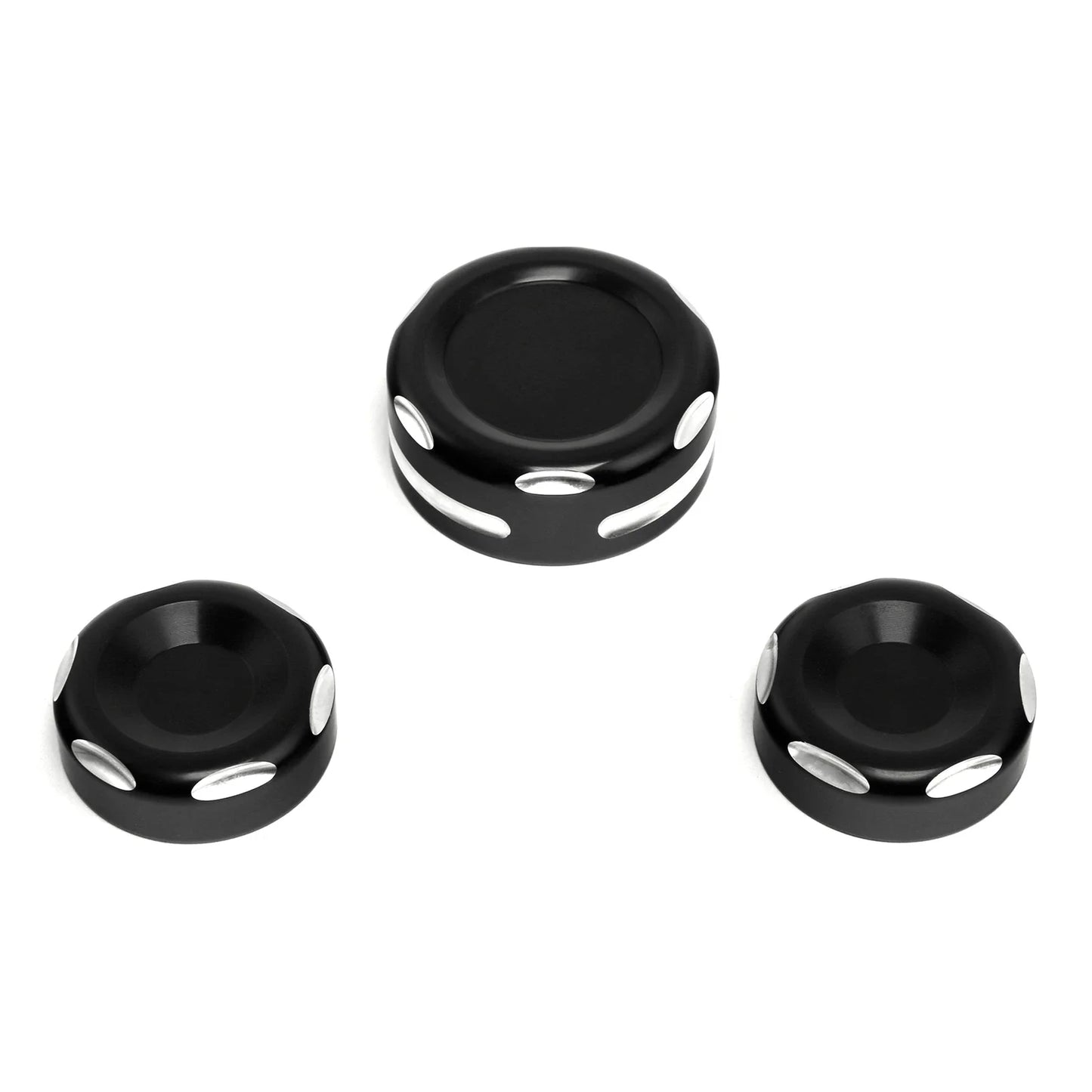 Black Fork Stem Upper Nut Bolt Covers for Harley Dyna Fat Bob FXDF (2006-2017)