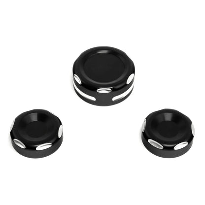 Black Fork Stem Upper Nut Bolt Covers for Harley Dyna Fat Bob FXDF (2006-2017)