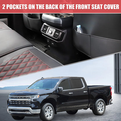 Set of 2 Front Seat Covers for Chevrolet  Black Red