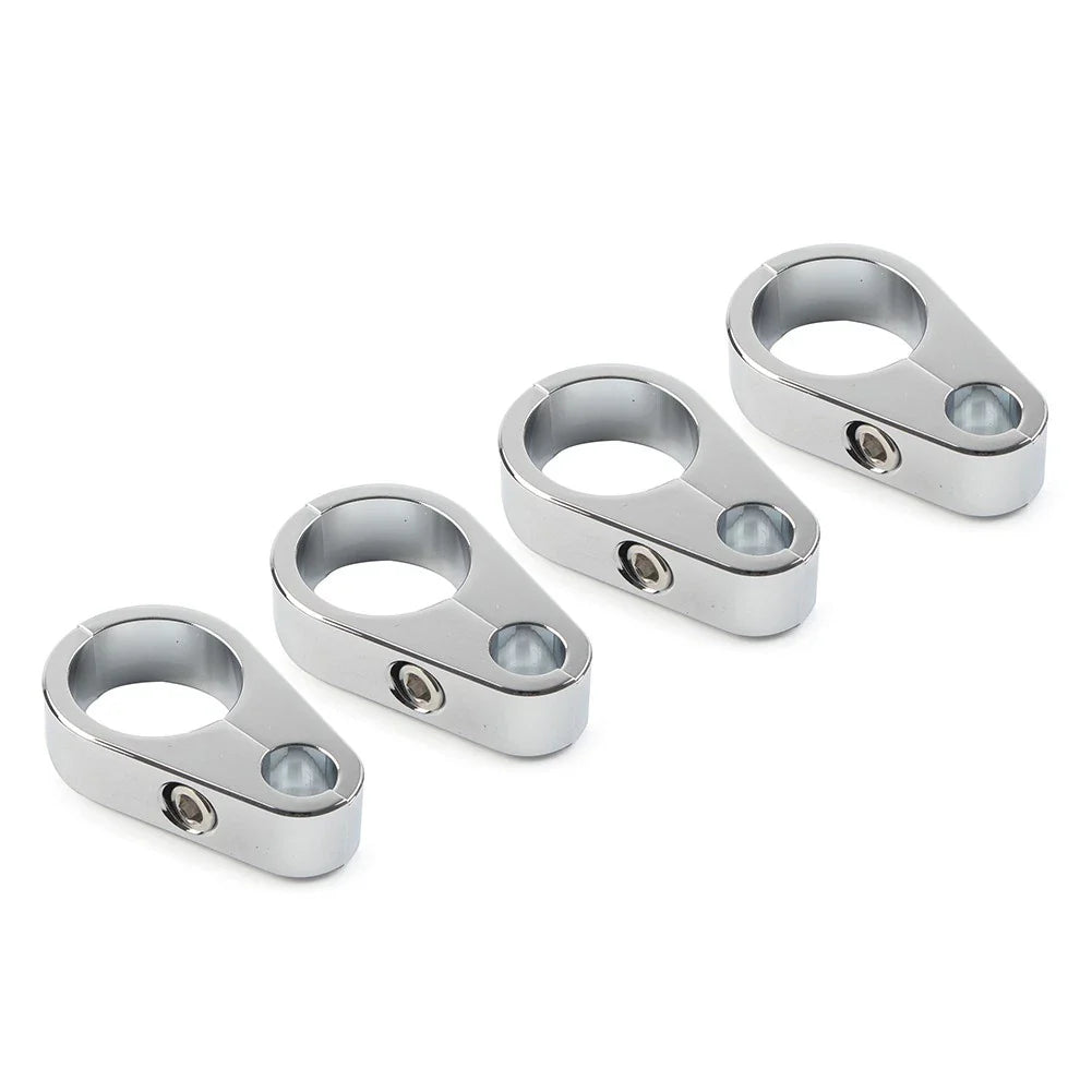 4X Chrome Brake Clutch Cable Wire Clamp Clip for Harley 1" Handlebar