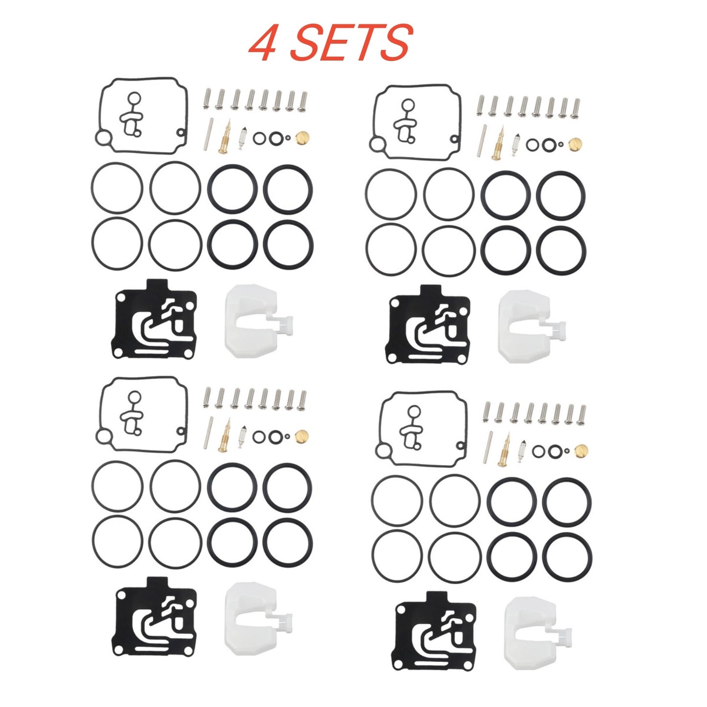 Set of 4 Carburetor Repair Kits for Yamaha 50HP T50 F50 (Year Range)