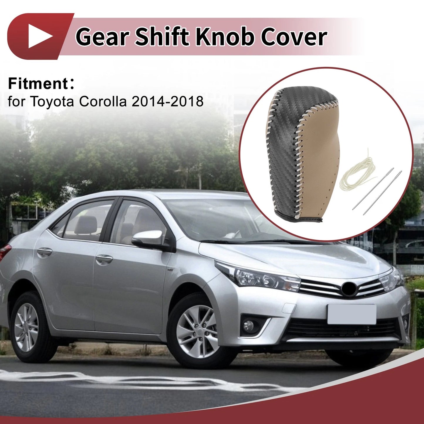 Gear Shift Knob Cover for Toyota Corolla (2014–2018) Beige Faux Leather