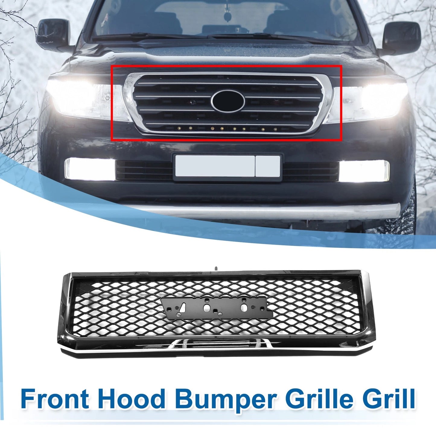 Front Upper Hood Bumper Grille for Toyota Land Cruiser (2007–2012) Honeycomb