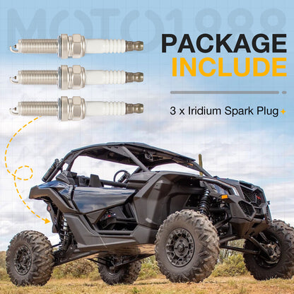 Set of 3 Iridium Spark Plugs for Can-Am Maverick X3 Turbo Max (2017–2024)