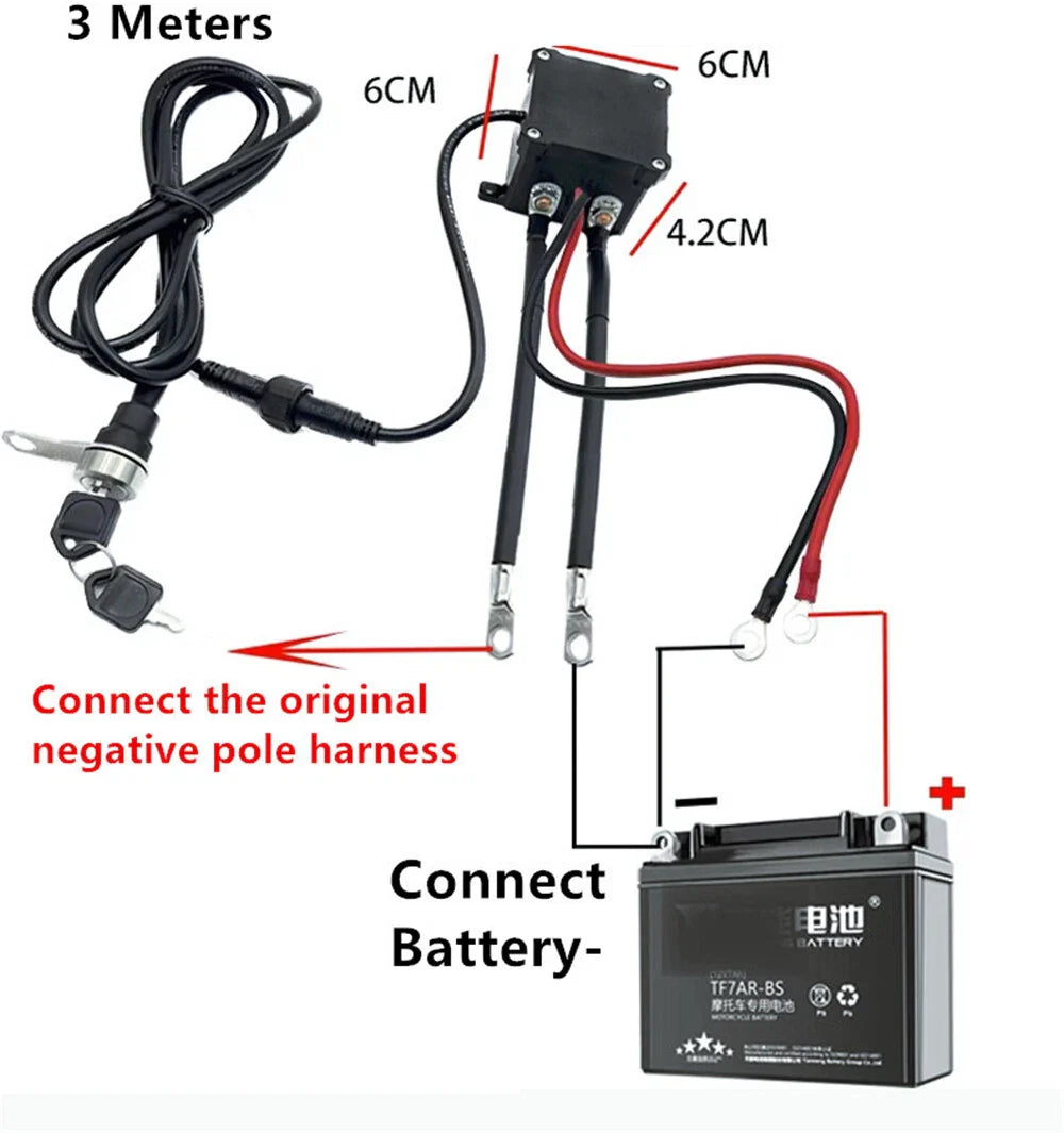 12V Motorcycle Battery Disconnect Isolator Master Kill Switch w/ Keys