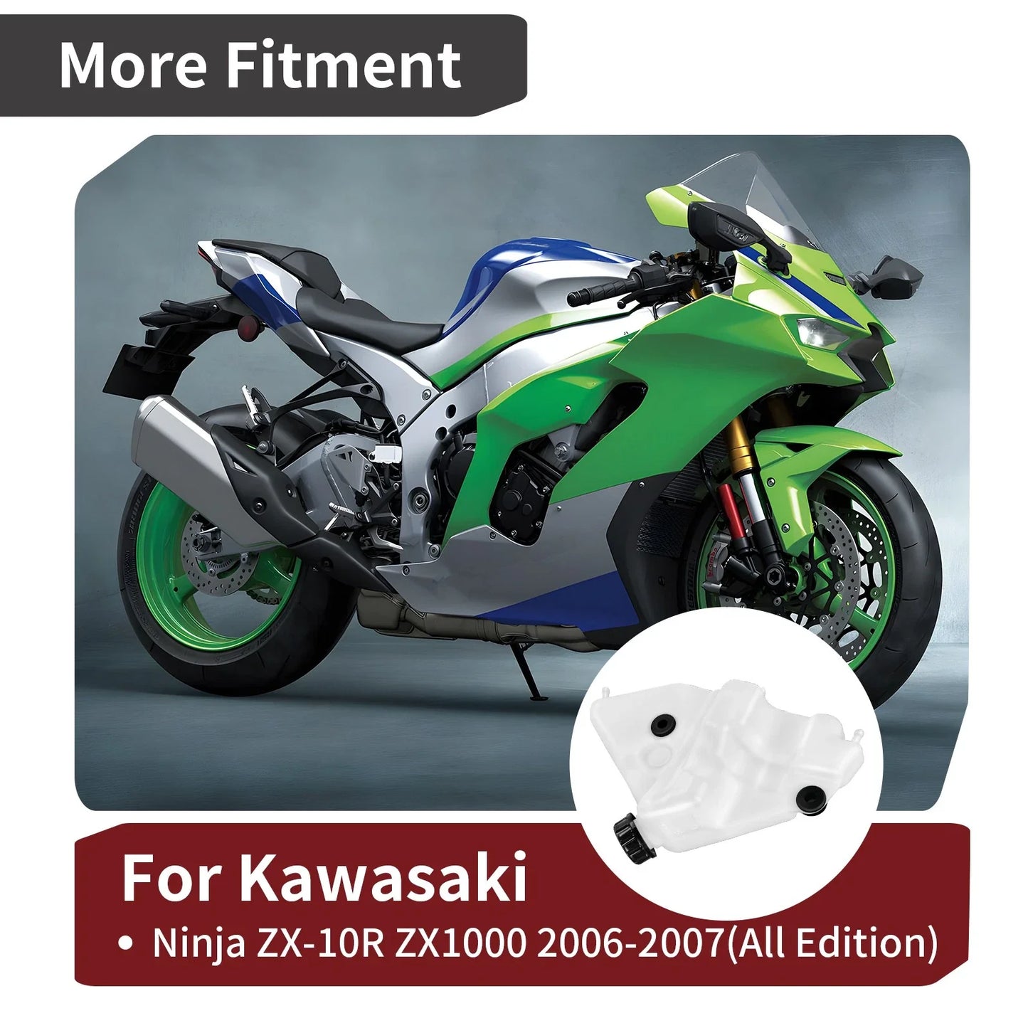 Coolant Tank Bottle W/ Caps for Kawasaki Ninja ZX-10R ZX1000D (2006–2007)