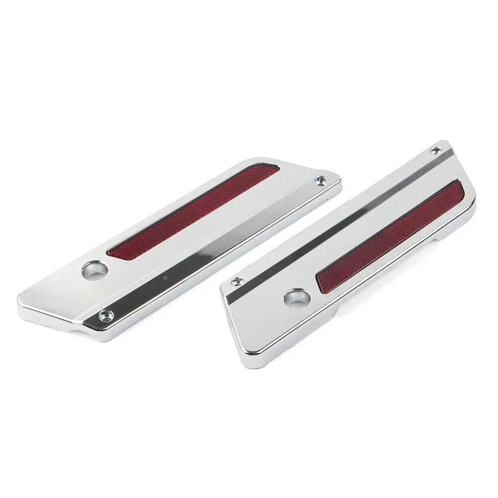 Saddlebag Latch Plate Covers with Red Reflectors for Harley Touring (1993-2013)