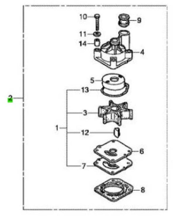 Complete Water Pump Rebuild Kit for Honda 75/90hp BF75D/BF90D