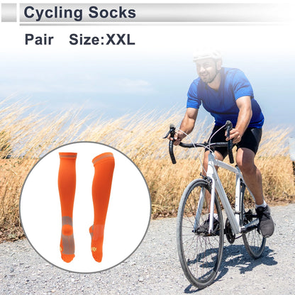Cycling Socks Anti-Slip Size XXL Polka Dot High Orange Blue