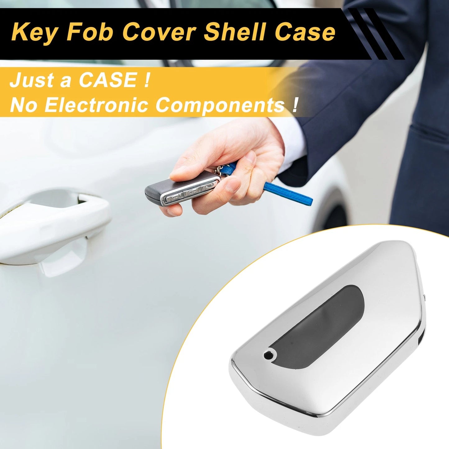 TPU Car Key Case for VW Golf 8 (2020–Present) - Silver Tone, 3 Buttons