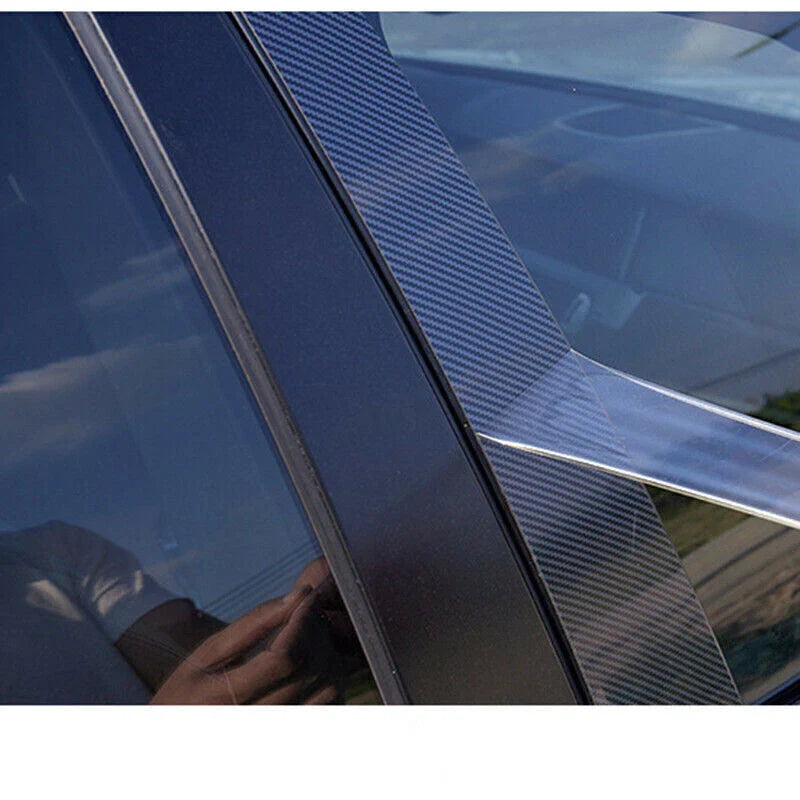 4x Carbon Fiber Pillar Post Door Window Trim Covers for Toyota Tundra(2007–2021)