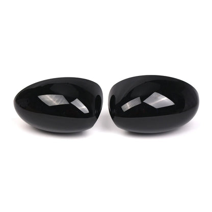 Set of 2 Black Carbon Clip-on Mirror Cover Caps for BMW Mini Cooper (2000–2008)