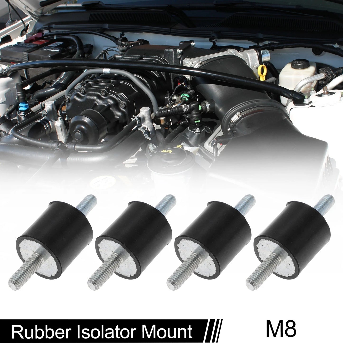 Set of 4 M8 Rubber Metal Vibration Isolator Mounts for Shock Absorber