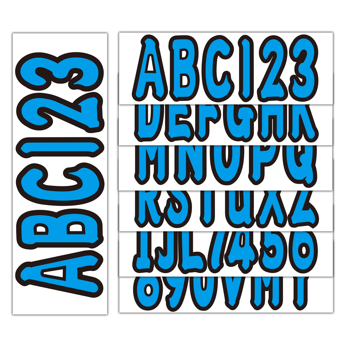 Set of 4 Boat Registration Letters Numbers Decals A-Z & 0-9 Blue