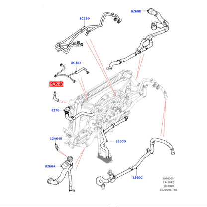 Radiator Coolant Hose Pipe for Land Rover Jaguar XE XF (2015-2023)