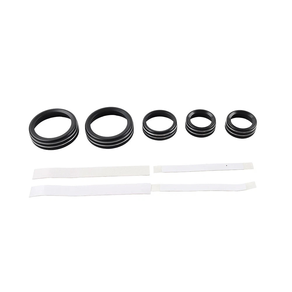 5 Pcs AC Headlight Radio Switch Knob Ring for Ford Maverick (2022–2023) Black