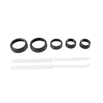 5 Pcs AC Headlight Radio Switch Knob Ring for Ford Maverick (2022–2023) Black