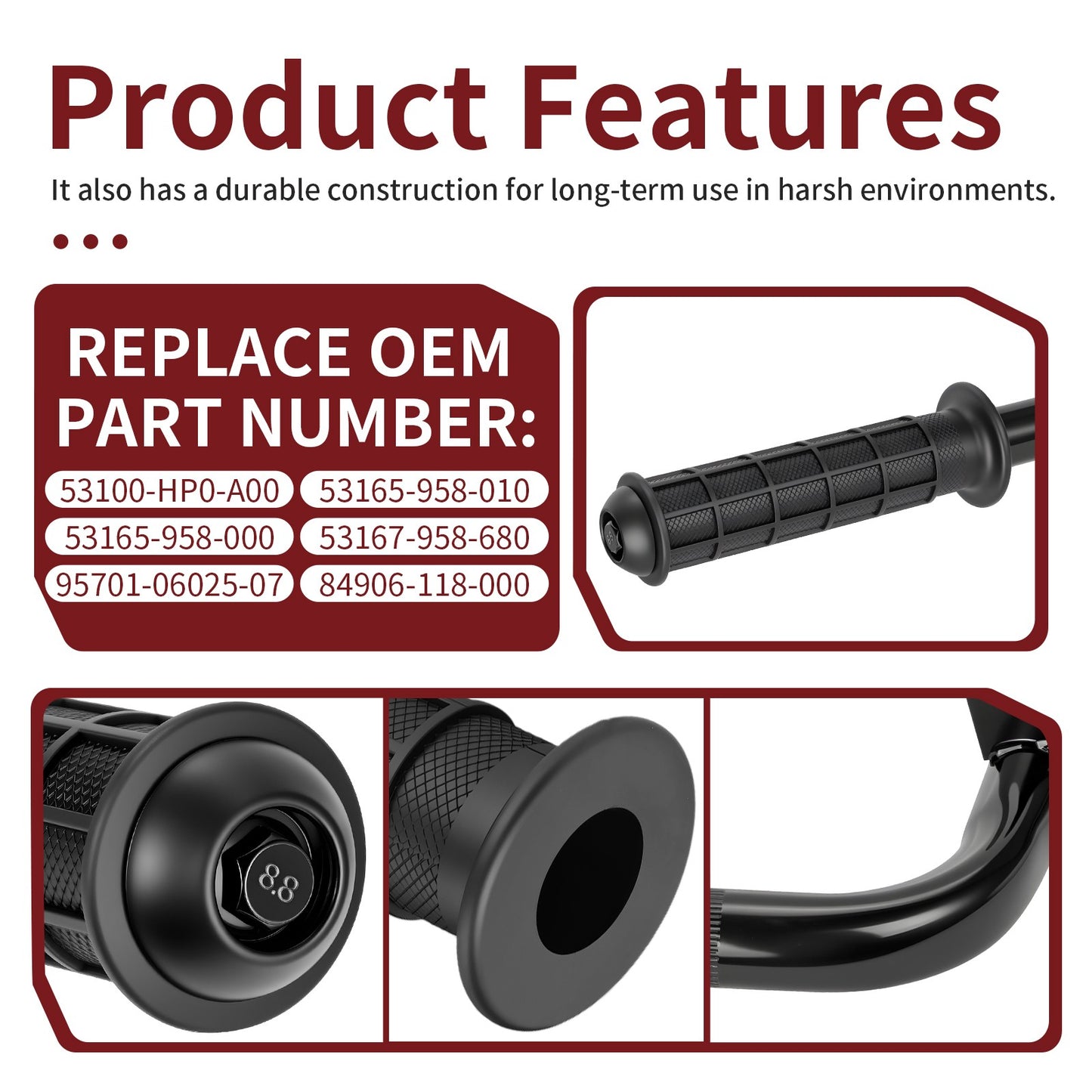Handlebar with Grips and End Guards for Honda Foreman 500 (2005–2007)