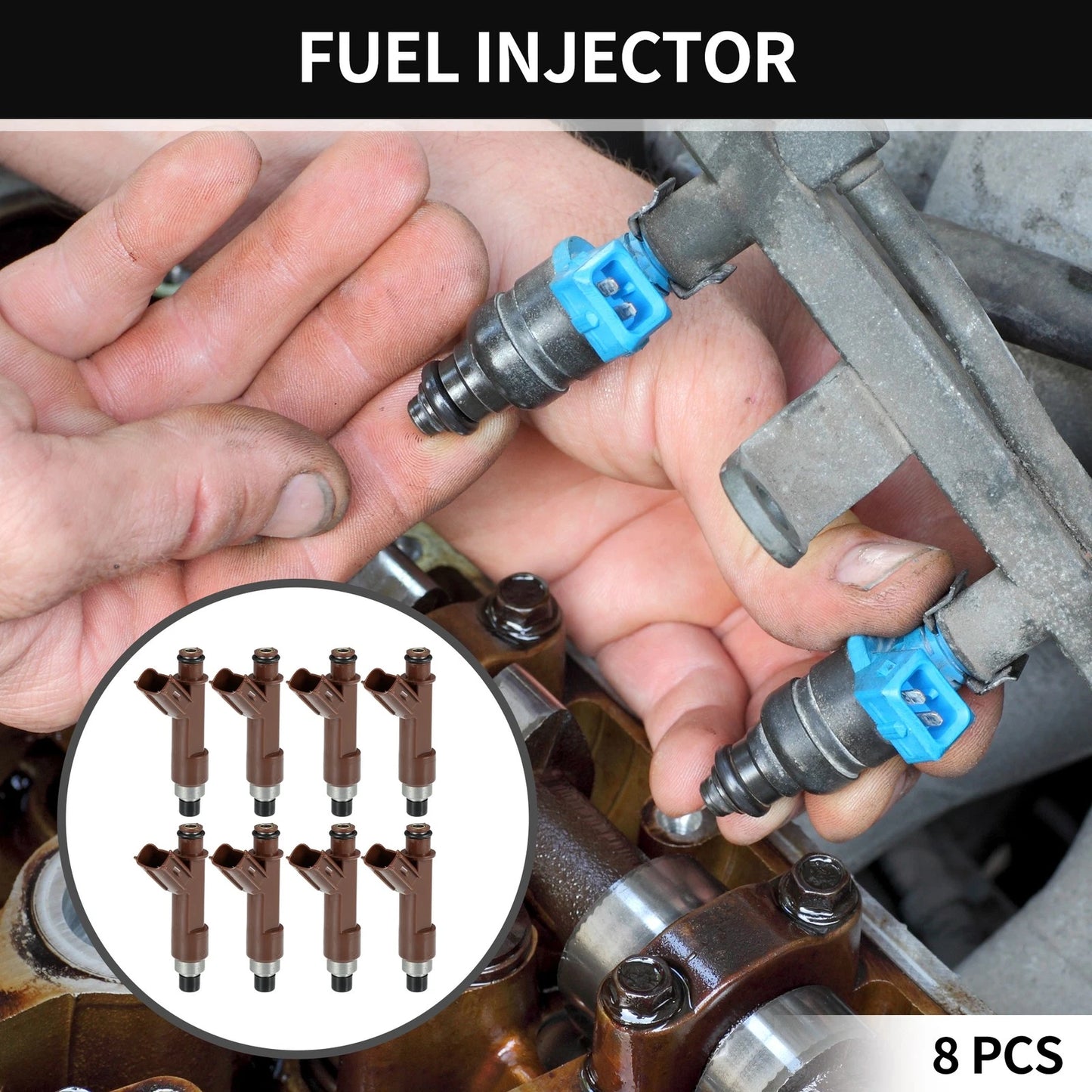 Set of 8 Fuel Injectors No. 23209-0F020 for Toyota 4Runner (2004–2009)