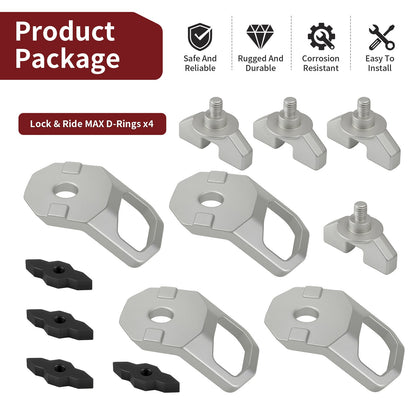 Set of 4 Lock & Ride MAX D-Rings for Polaris Ranger XD 1500 (2024–2025)