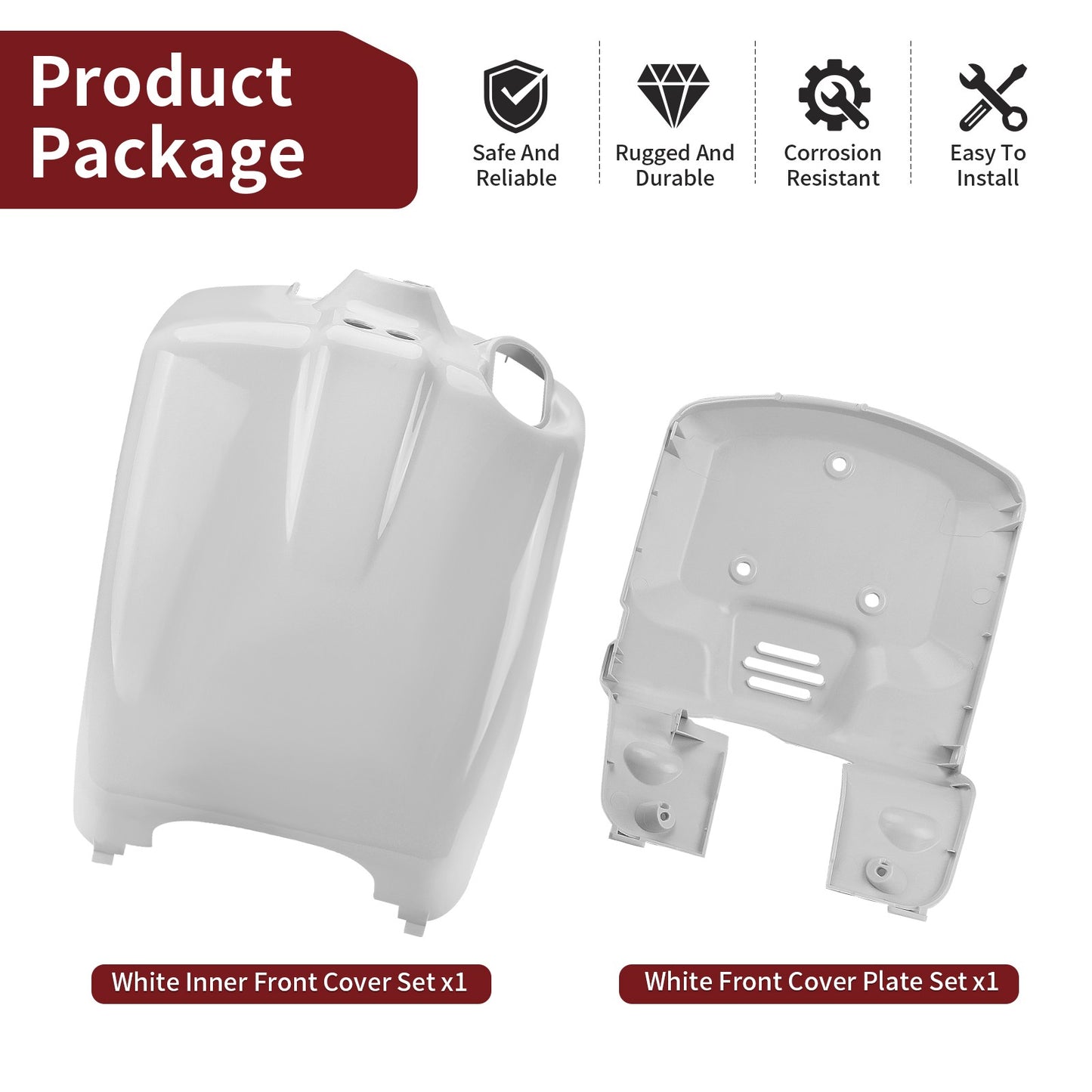 Set of 2 White Front Cover Plates for Honda Ruckus 50 (2003–2024)