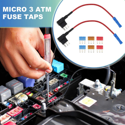 2X Micro ATM Fuse Tap Adapter w/6 Fuses (5A 10A 15A) for Car Truck Boat
