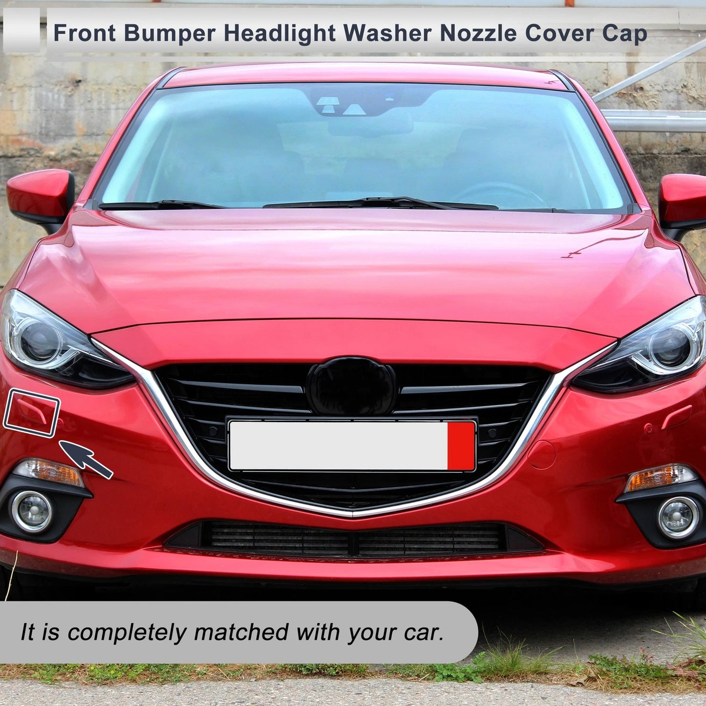 Bumper Headlight Washer Nozzle Cover Cap for Mazda 3 (2004–2009) Black