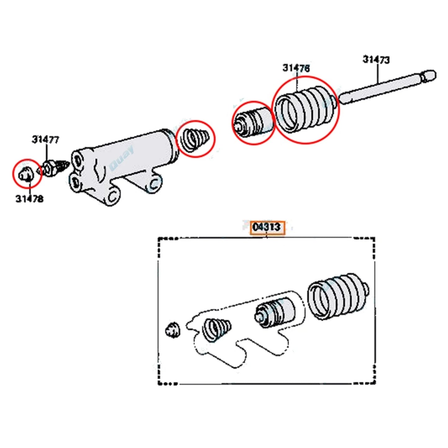 Clutch Slave Cylinder Kit for Toyota Coaster BB40 BB42
