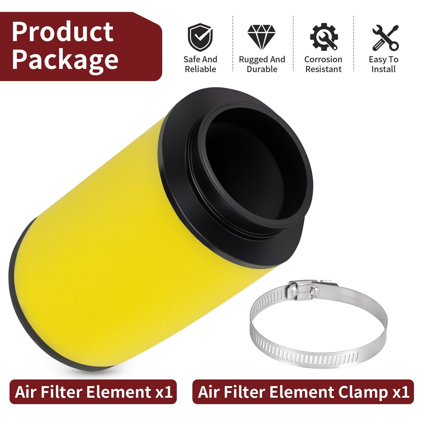 Air Filter with Clamp for Honda FourTrax Foreman 350 (1987–1989)