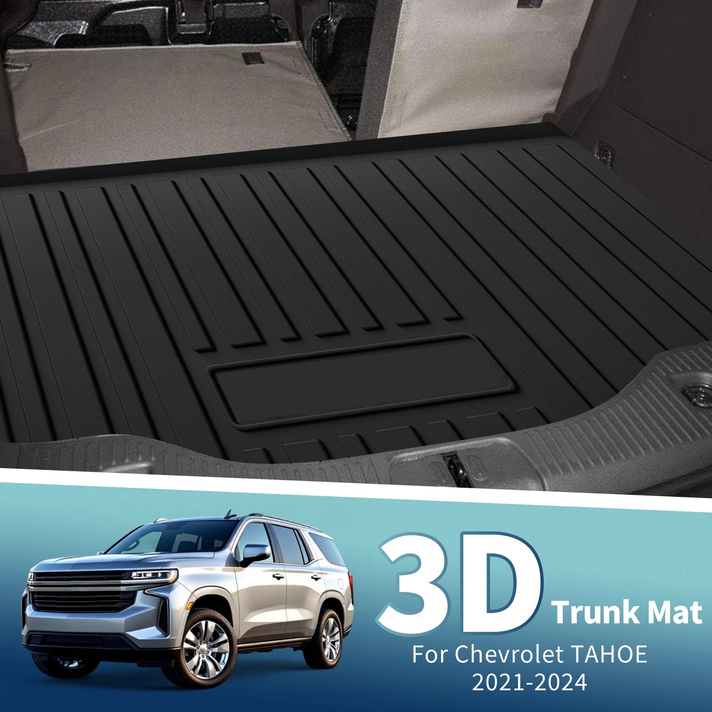 Flat Face Cargo Liner Rear Trunk Mat for Chevrolet Tahoe (2021–2024) TPE