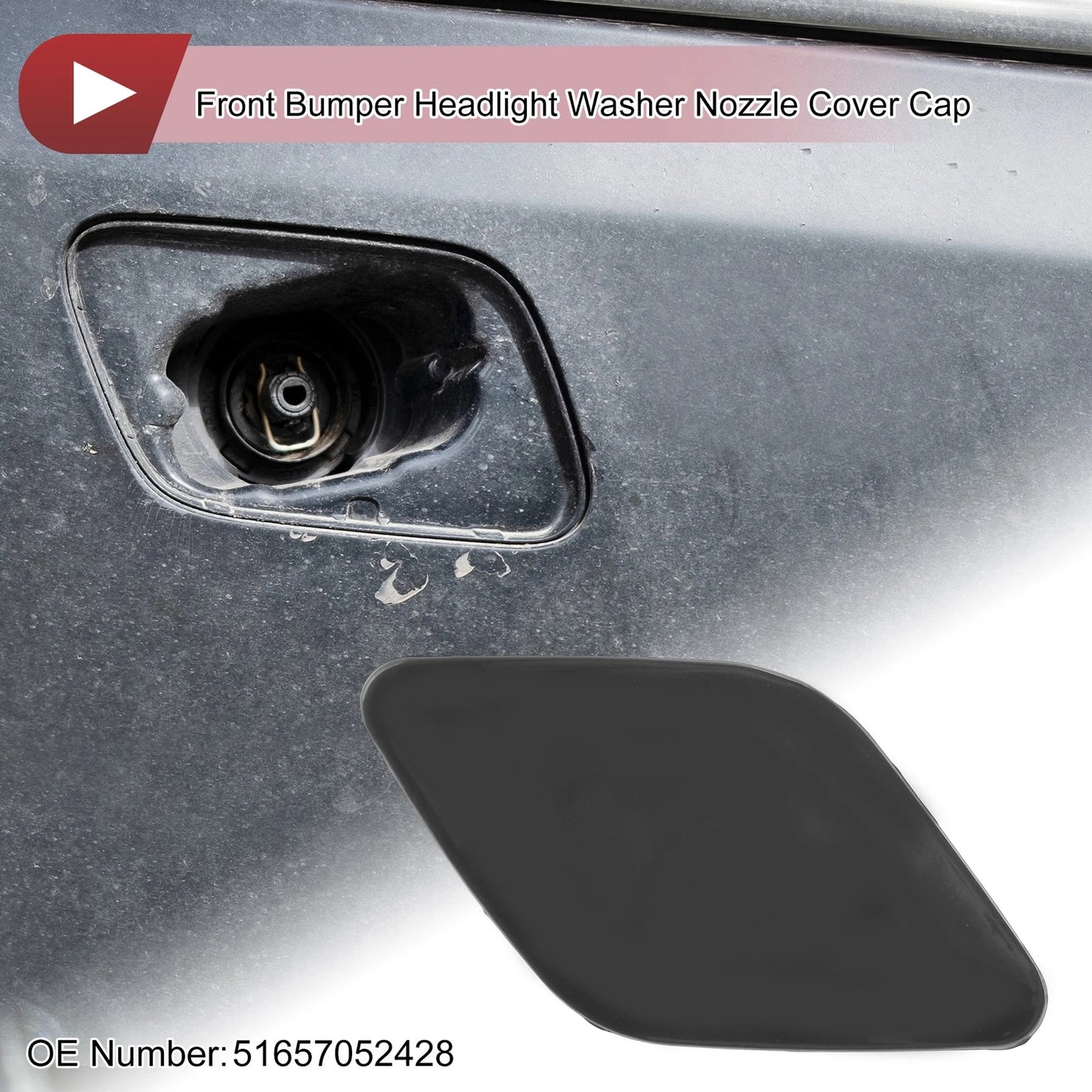 Front Right Bumper Trim Nozzle Cover for BMW X6 (2008–2014) No. 51657052428 Black
