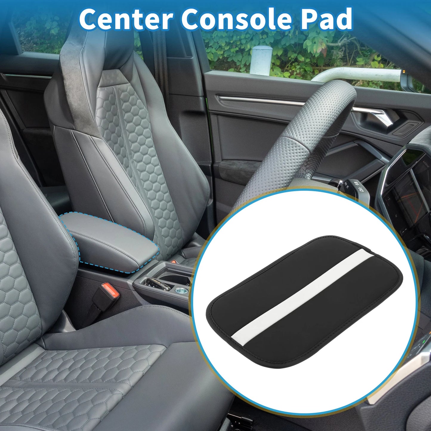 Armrest Cushion Pad for Car (12.20"x7.48", Microfiber Leather, Black)