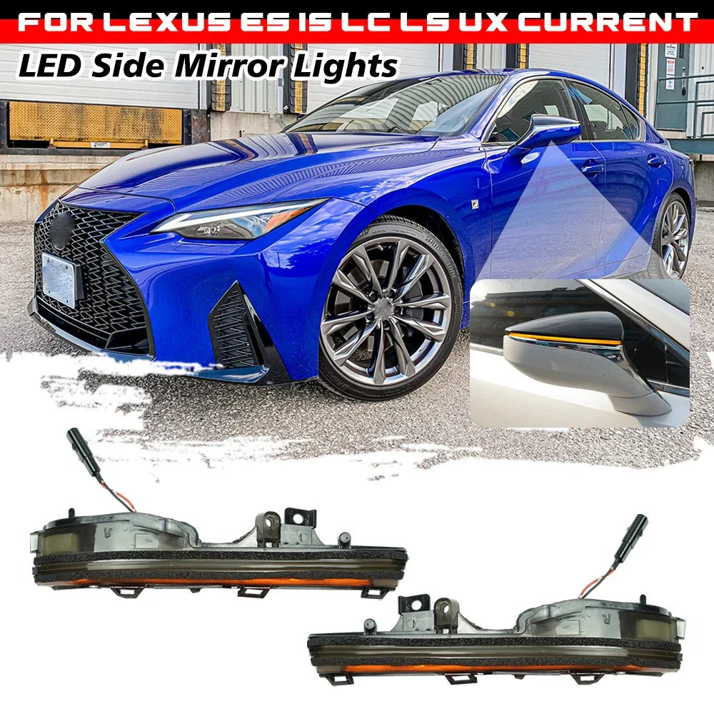 Smoked Sequential LED Side Mirror Signal Light for Lexus LS (2018–2025)