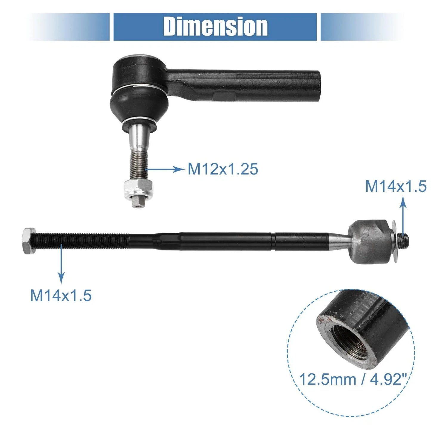 4 x Front Inner Outer Tie Rod End Links for Dodge Journey (2011-2020)