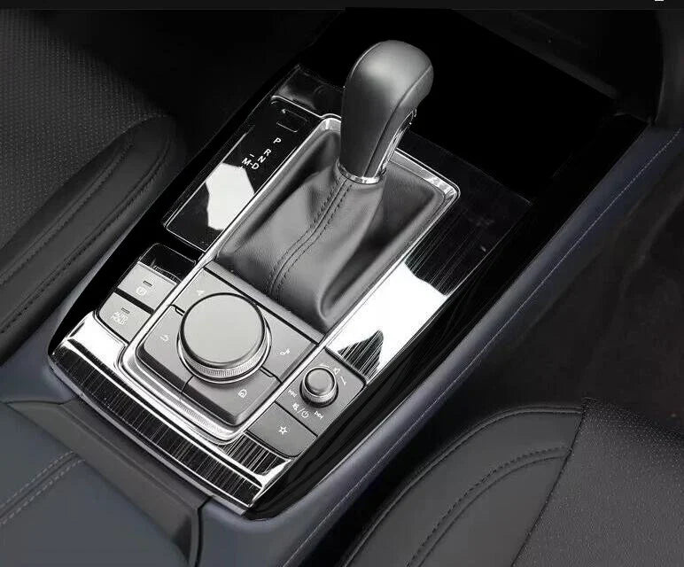 Black Metal Brushed Gear Shift Panel Bezel Trim for Mazda CX-30 (2020–2024)