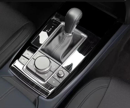 Black Metal Brushed Gear Shift Panel Bezel Trim for Mazda CX-30 (2020–2024)