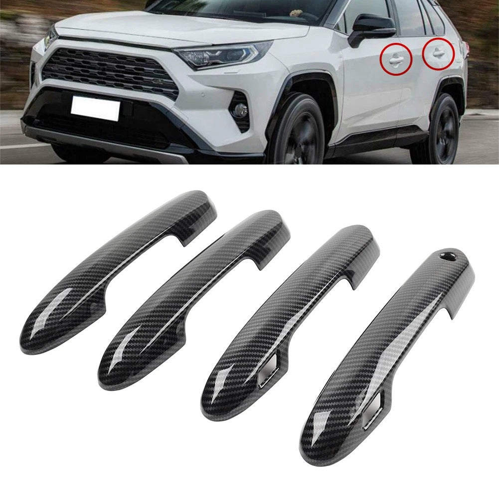 Set of 4 Black Door Handle Covers for Toyota RAV4 (2019–2020)