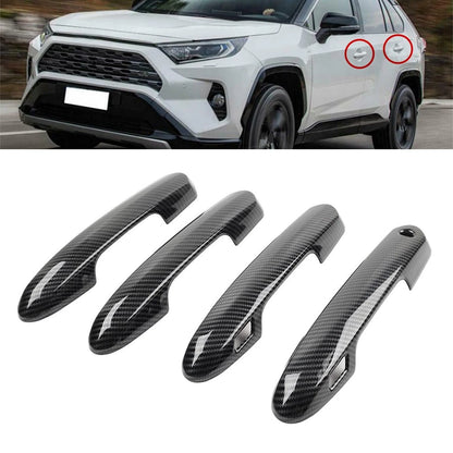 Set of 4 Black Door Handle Covers for Toyota RAV4 (2019–2020)