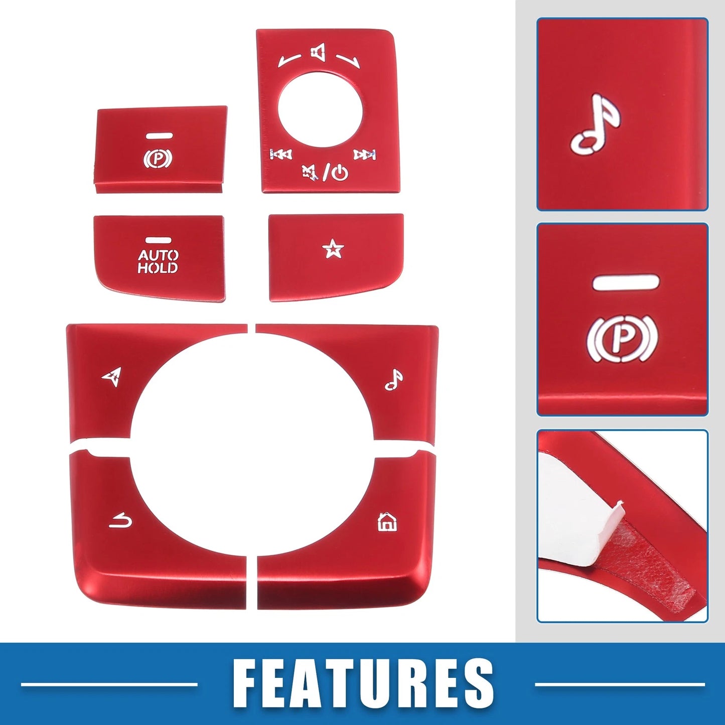 8pcs Center Console Media Panel Handbrake Cover Trim for Mazda 3 (2019–Present) Red