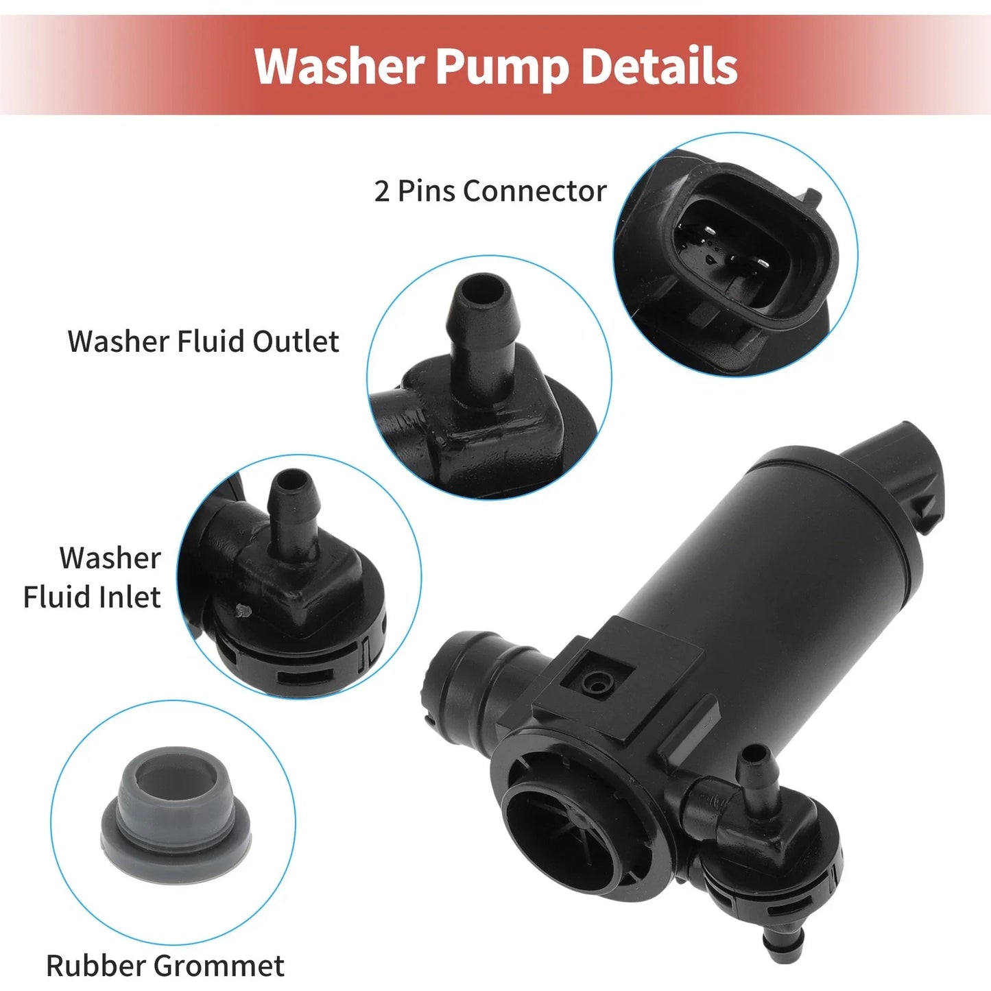 Windshield Washer Pump for Honda CR-V EX EX-L LX Touring (2017-2023)
